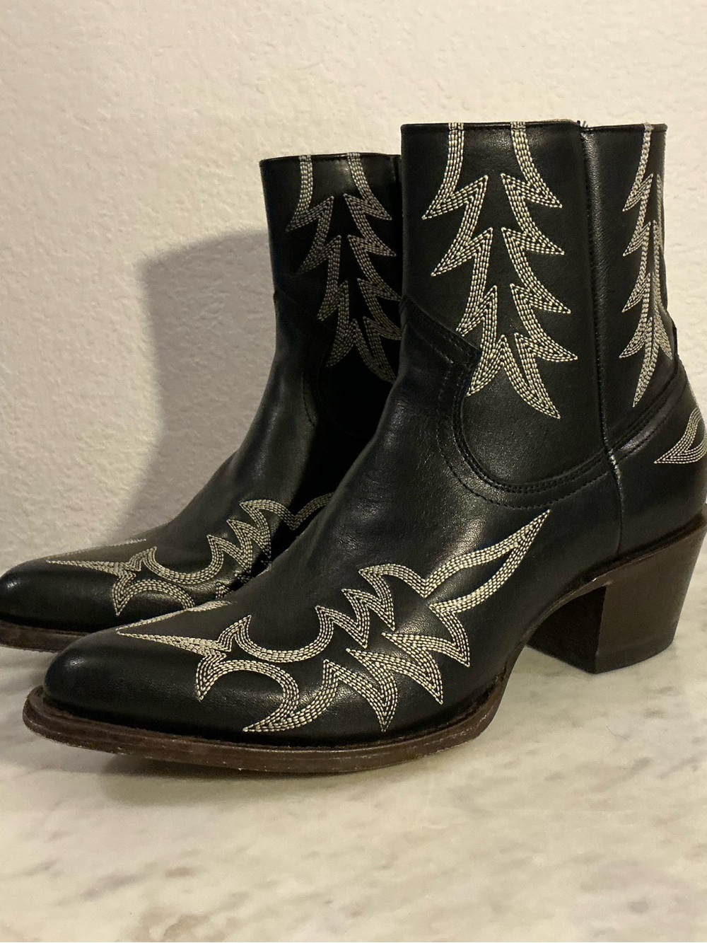 Stetson Black Ankle Western Boots with White Stitching Wm Sz 8.5 - Picture 16 of 17